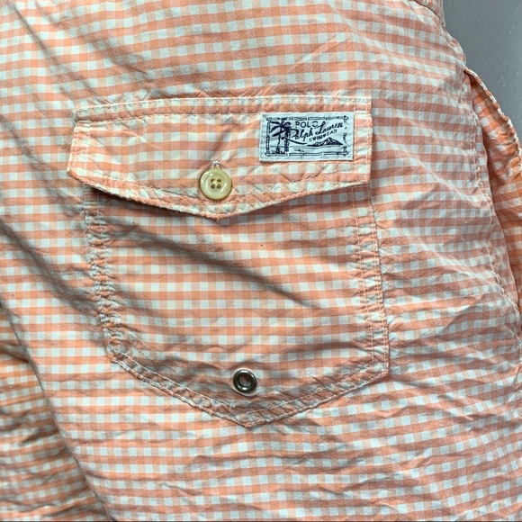 Polo by Ralph Lauren Gingham Pattern Traveler Cotton Blend, Swim Shorts. - Picture 6 of 16